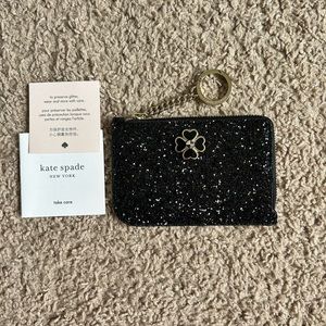 Brand New Kate Spade Glitter Card Holder Black